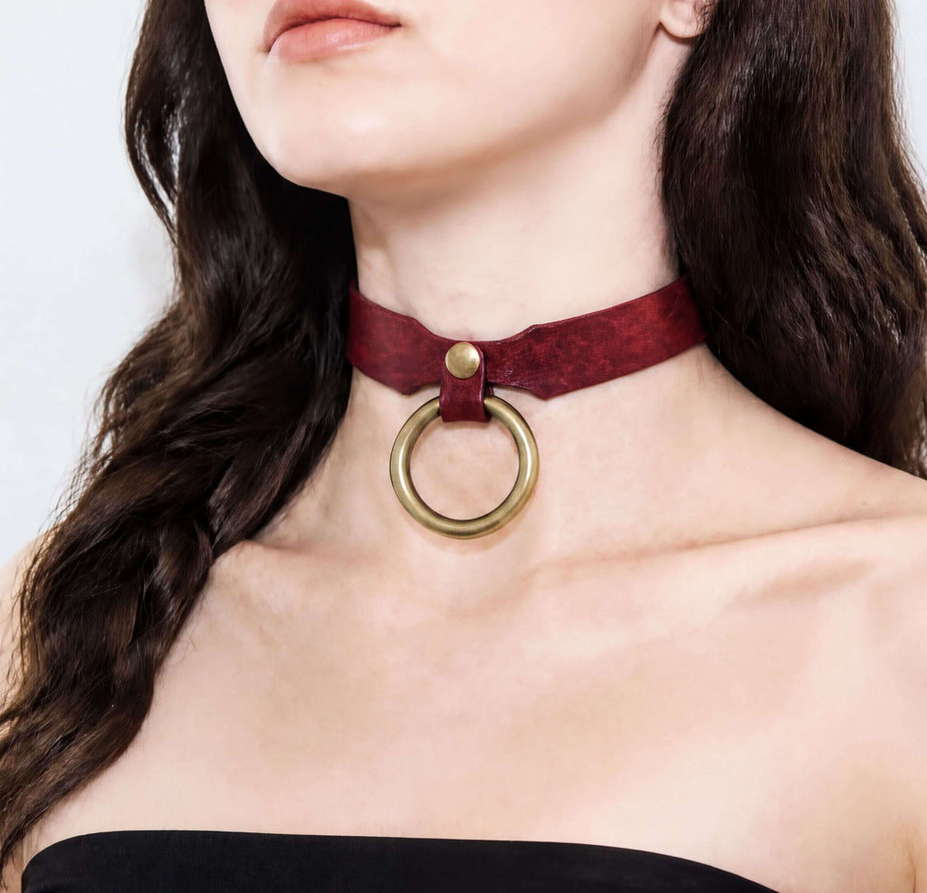 Submissive Collar Purple Leather Pet Play Collar | Submissive Jewelry